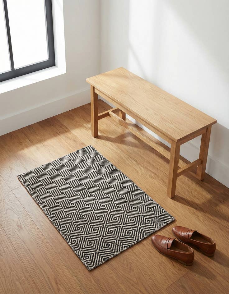 Detail image of 2' x 3' 1  Hand Woven Geo Trellis Flatweave Rug