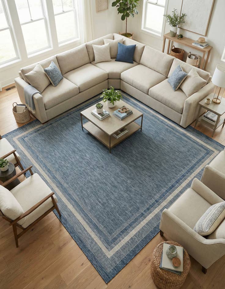 Detail image of 10' x 10' Easy-Clean Border Indoor / Outdoor Square Rug