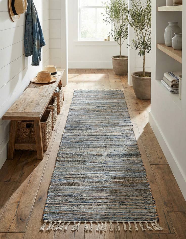 Detail image of 2' 7 x 10'  Hand Woven Chindi Jute Runner Rug