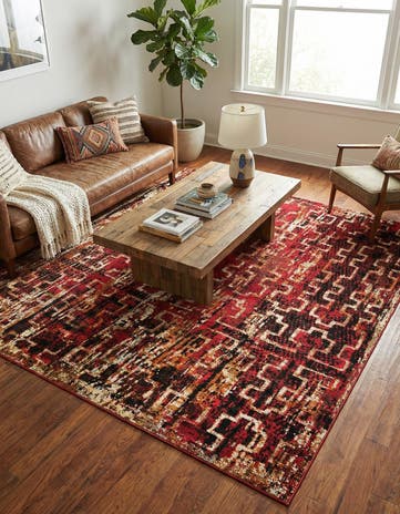 Burgundy Saturn Square Rug