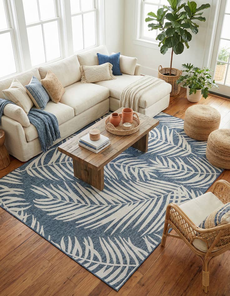 Detail image of 7' 10 x 10'  Washable Botanical Indoor / Outdoor Rug