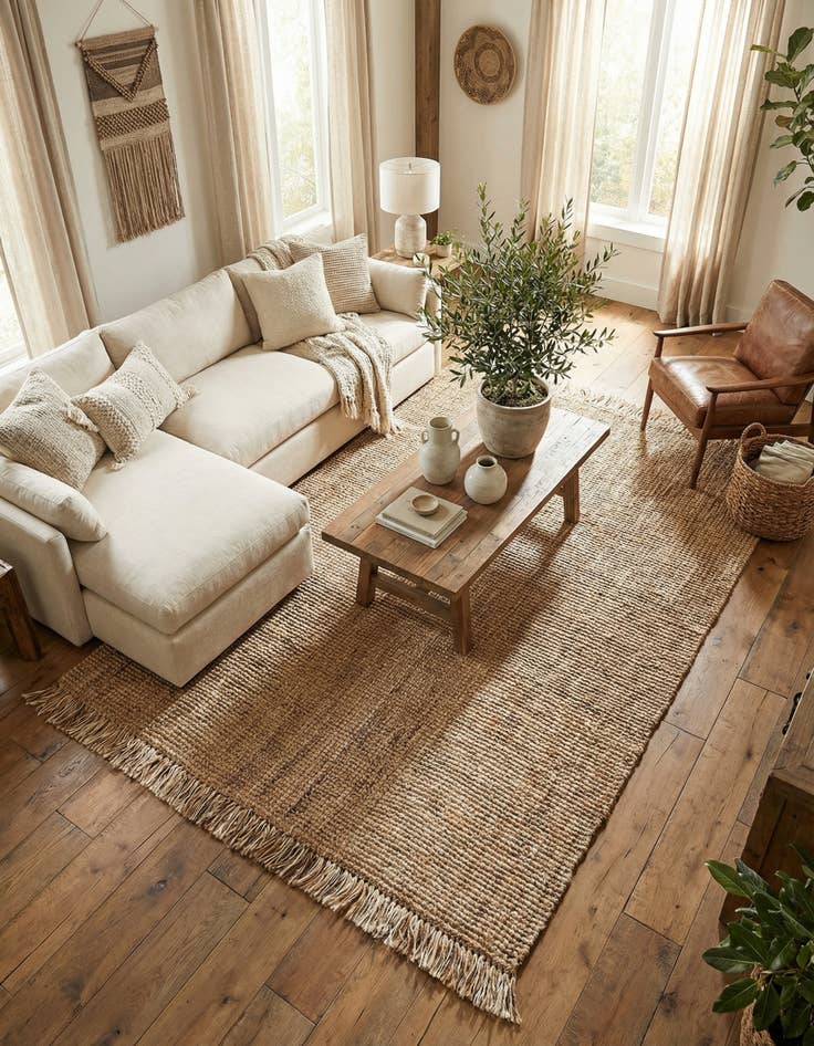 Detail image of 5' 1 x 8' Hand Woven Chunky Jute Rug