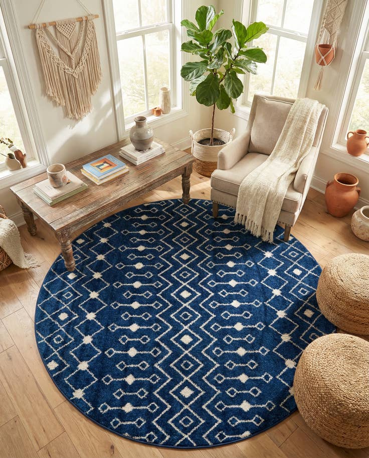 Detail image of 6' x 6' Moroccan Trellis Round Rug