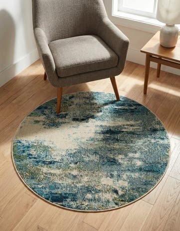 3' 3 x 3' 3 Washable Spectrum Round Rug