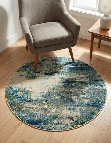 3' 3 x 3' 3 Washable Theia Round Rug