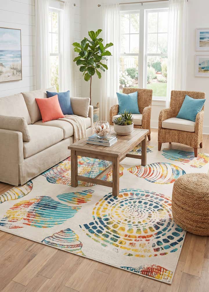 7' 10 x 10' Easy-Clean Coastal Indoor / Outdoor Rug