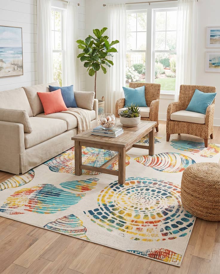Detail image of 7' 10 x 10' Easy-Clean Coastal Indoor / Outdoor Rug
