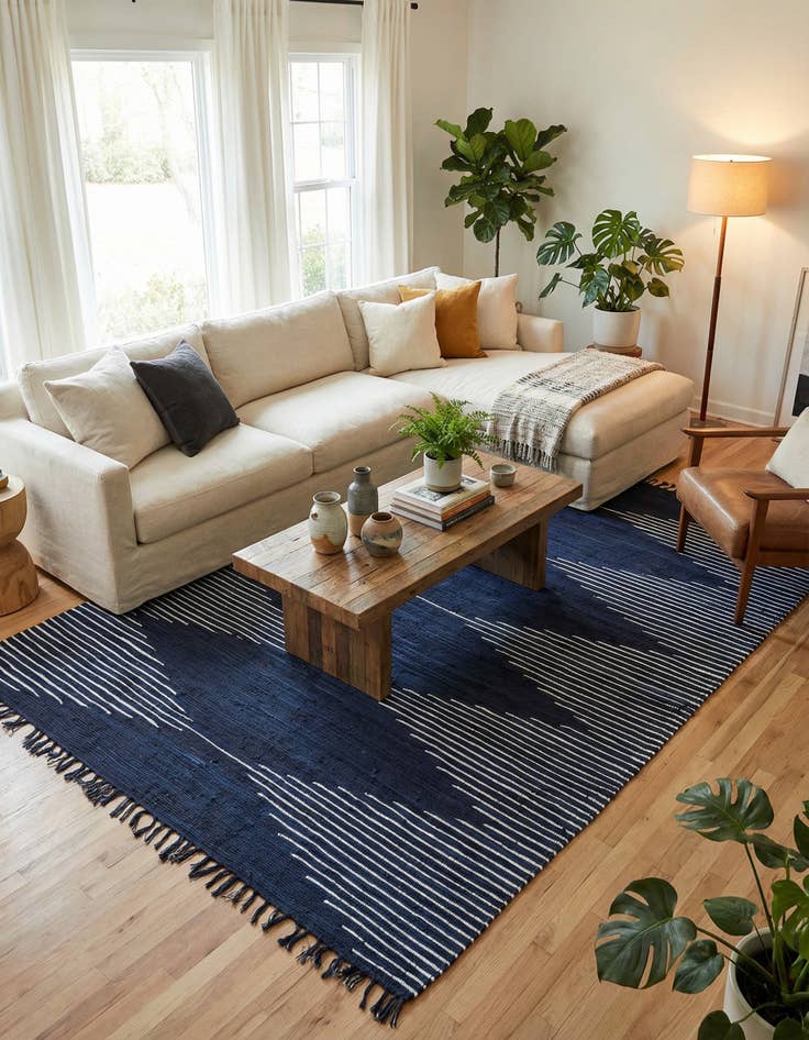 Detail image of 8' x 11' Hand Woven Chindi Cotton Rug