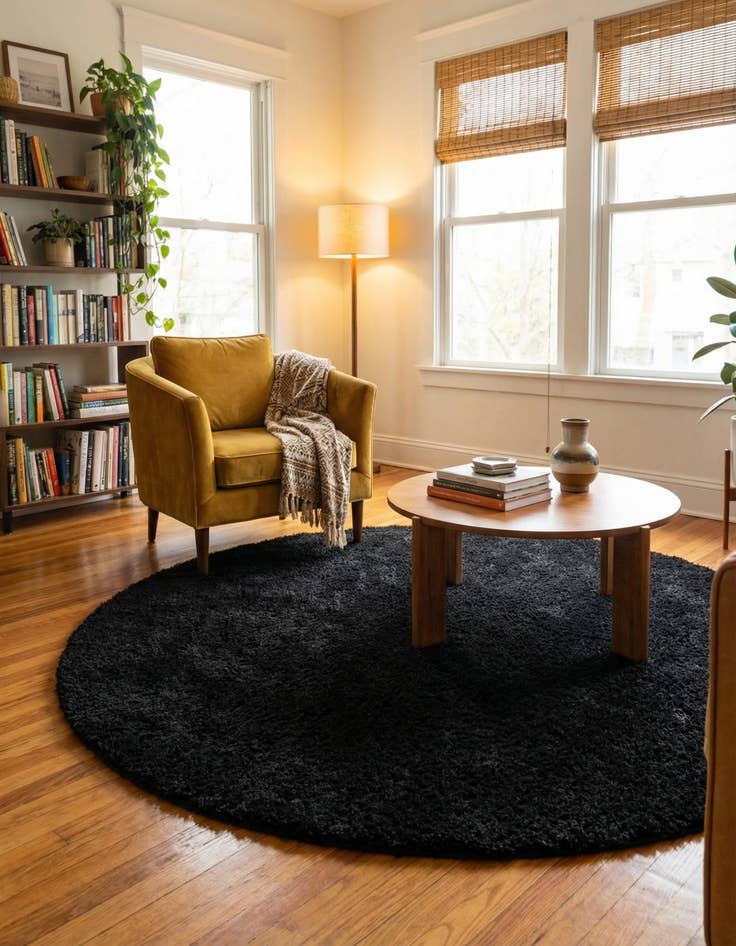 Detail image of 7' 10 x 7' 10 Solid Shag Round Rug