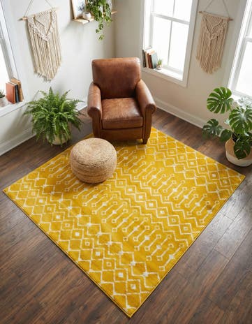 Yellow Kasbah Trellis Square Rug