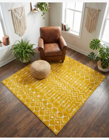 Yellow Kasbah Trellis Square Rug