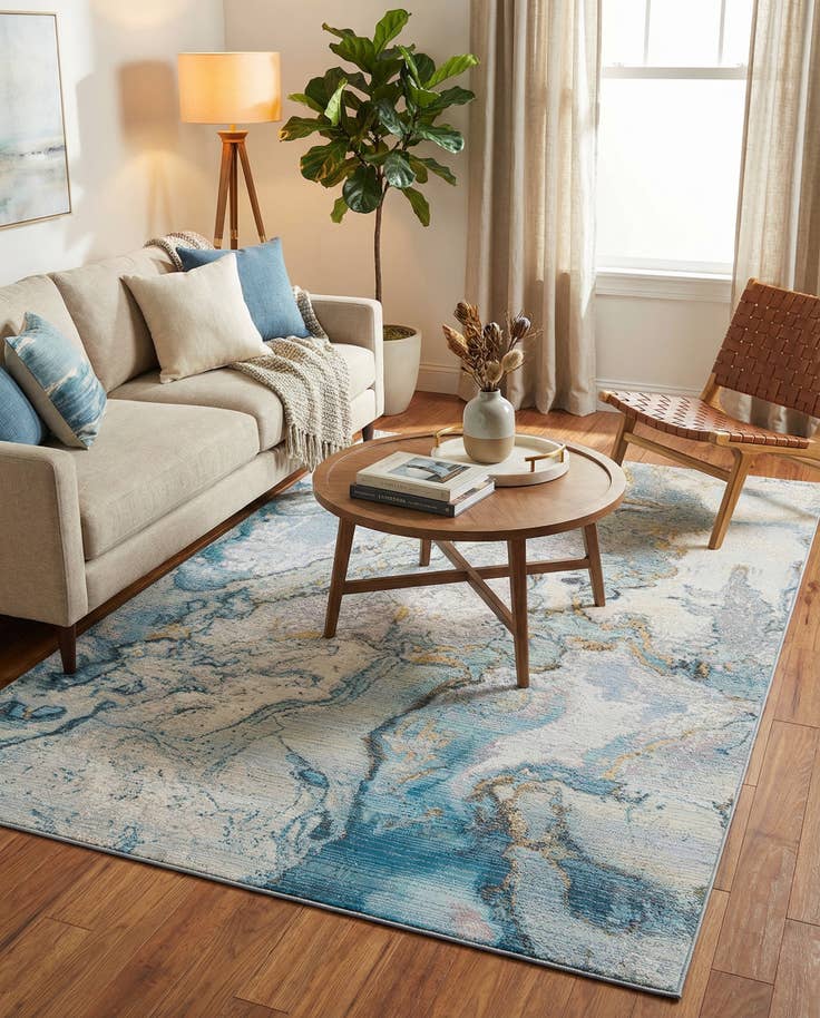 Detail image of 5' 3 x 8' Easy-Clean Modern Indoor / Outdoor Rug