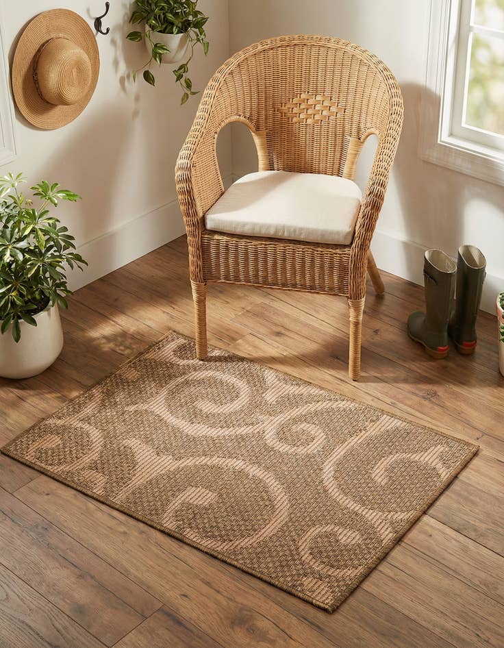 Detail image of 2' x 3'  Washable Botanical Indoor / Outdoor Rug