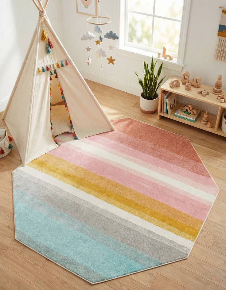 Detail image of 7' 10 x 7' 10 Whimsy Kids Octagon Rug