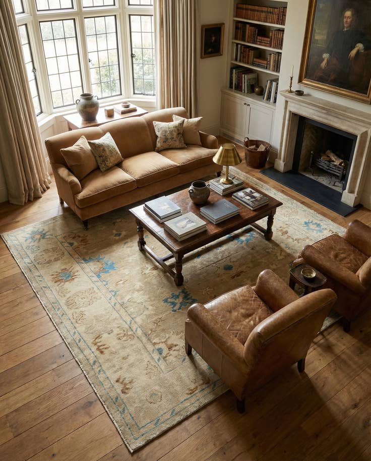 Detail image of 8' x 10' Hand Knotted Oushak Wool Rug