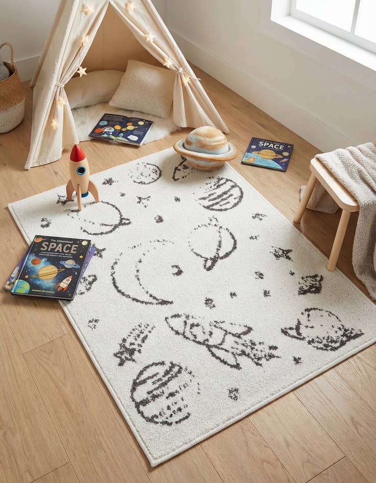 Detail image of 2' 2 x 2' 11 Planets Whimsy Kids Rug