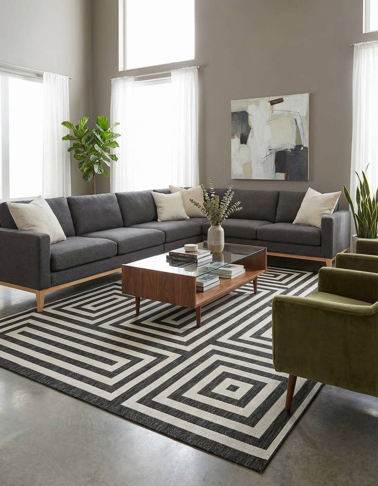 Detail image of  10' x 14'  Washable Modern Indoor / Outdoor Rug