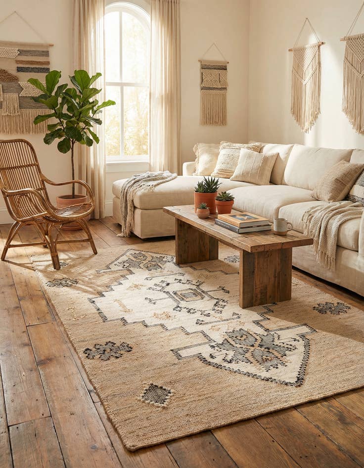 Detail image of 5' 1 x 8'  Hand Woven Kala Handwoven Jute Rug