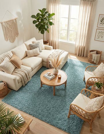 9' x 12' Solid Shag Rug