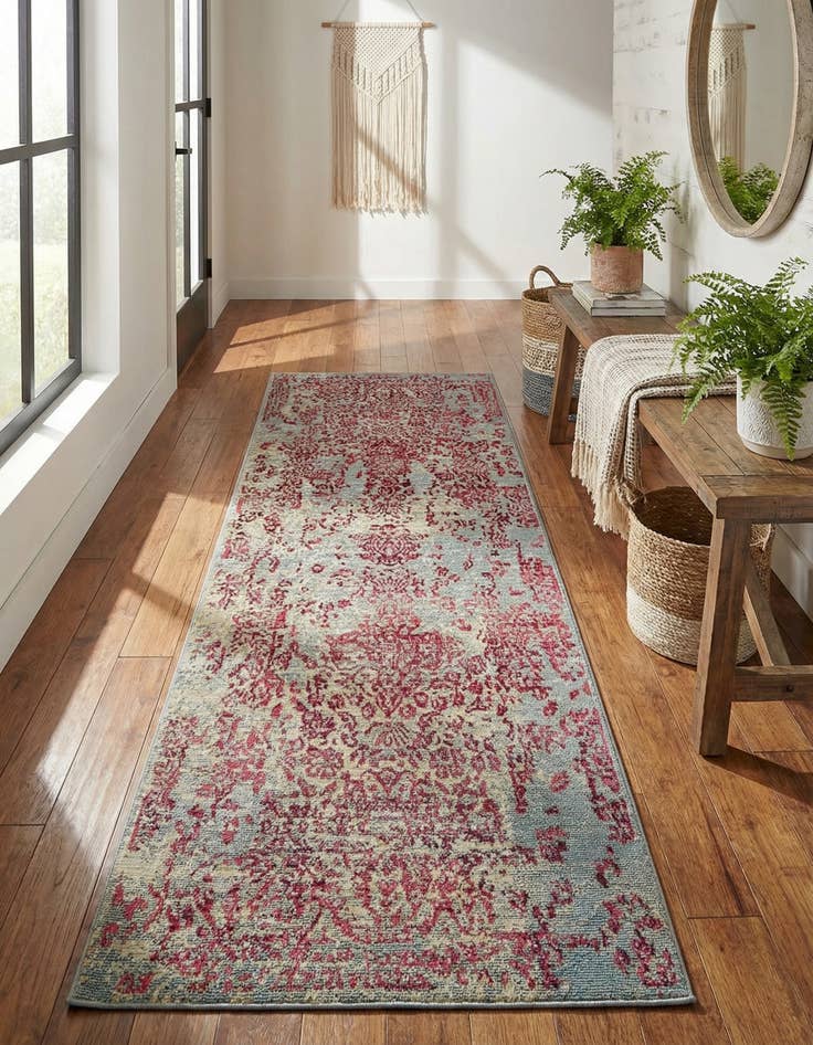 Detail image of 2' x 6' Washable Botanical Indoor / Outdoor Runner Rug