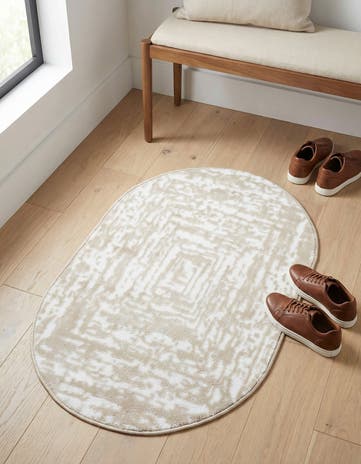 White Bone Hermitage Oval Rug