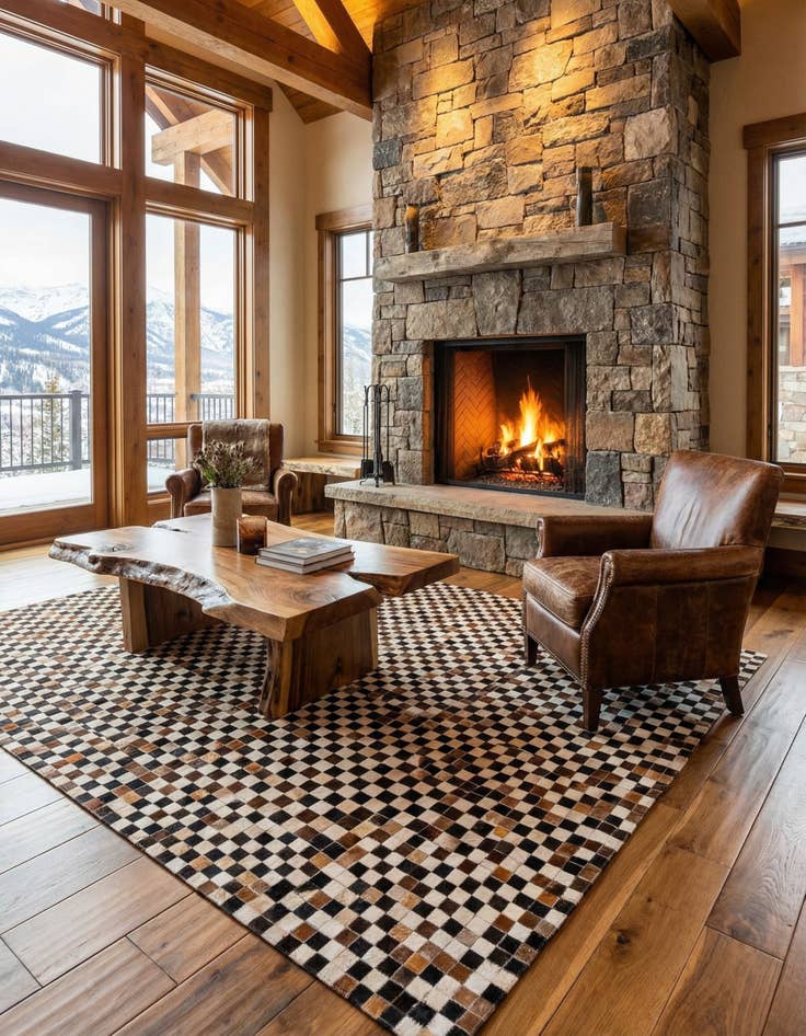 Detail image of 5' 6 x 7' 9 Cowhide Stocks Rug