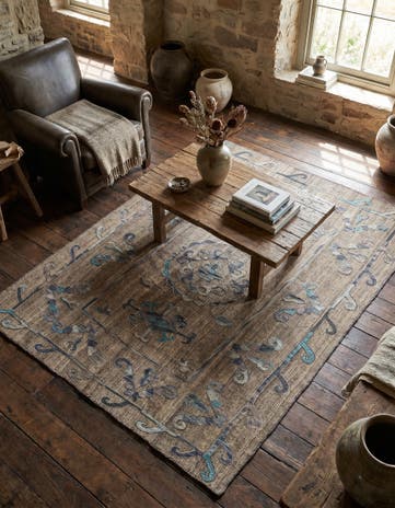 5' 3 x 6' 5 Hand Woven Kilim Suzani Wool Square Rug