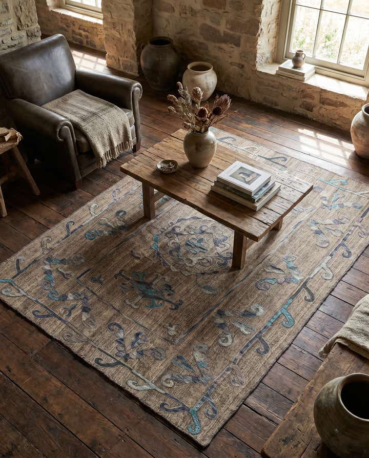 5' 3 x 6' 5 Hand Woven Kilim Suzani Wool Square Rug