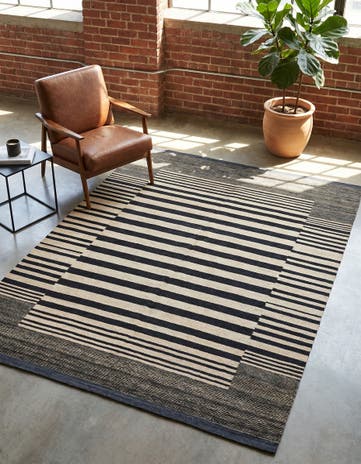 4' 8 x 6' 4 Hand Woven Kilim Modern Wool Rug