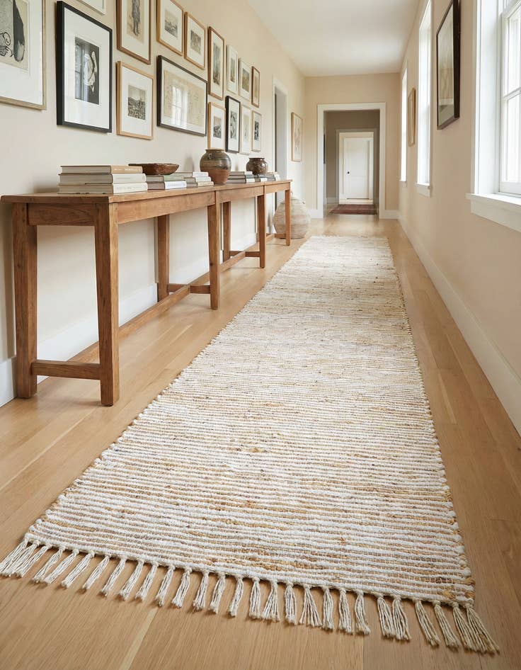 Detail image of 2' 11 x 16' 1  Hand Woven Chindi Jute Runner Rug