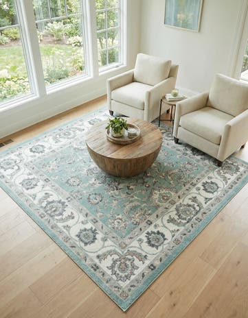 Aqua Aurelia Square Rug
