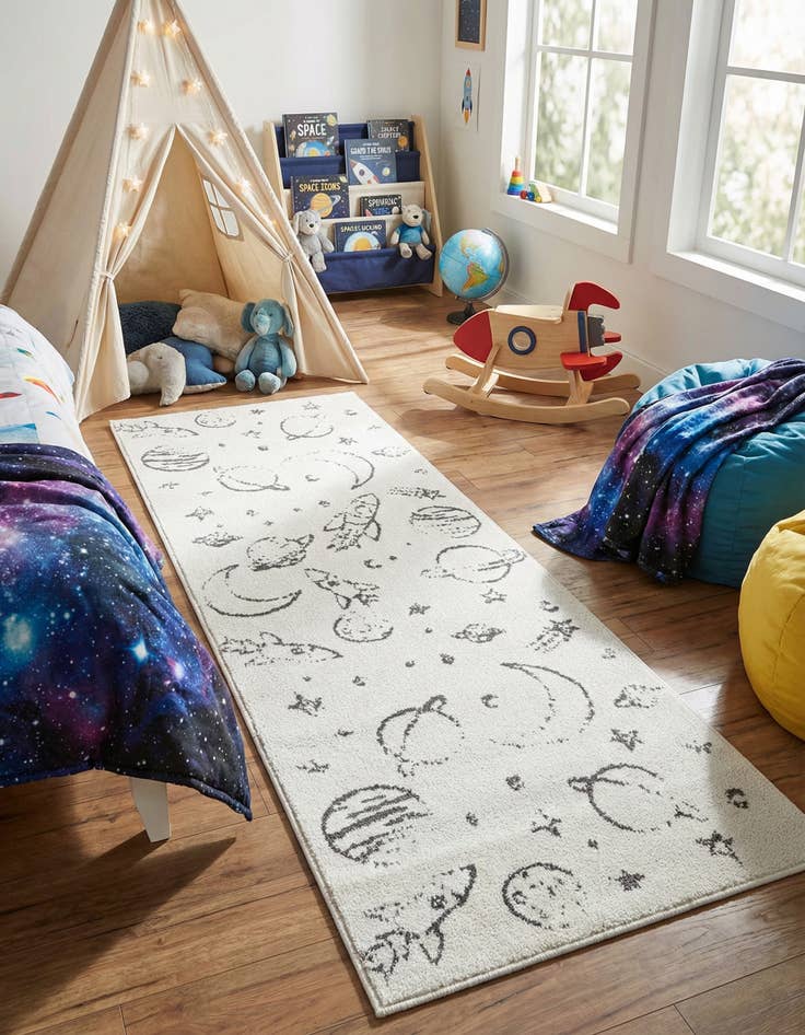 Detail image of 2' 2 x 6' 1 Planets Whimsy Kids Runner Rug