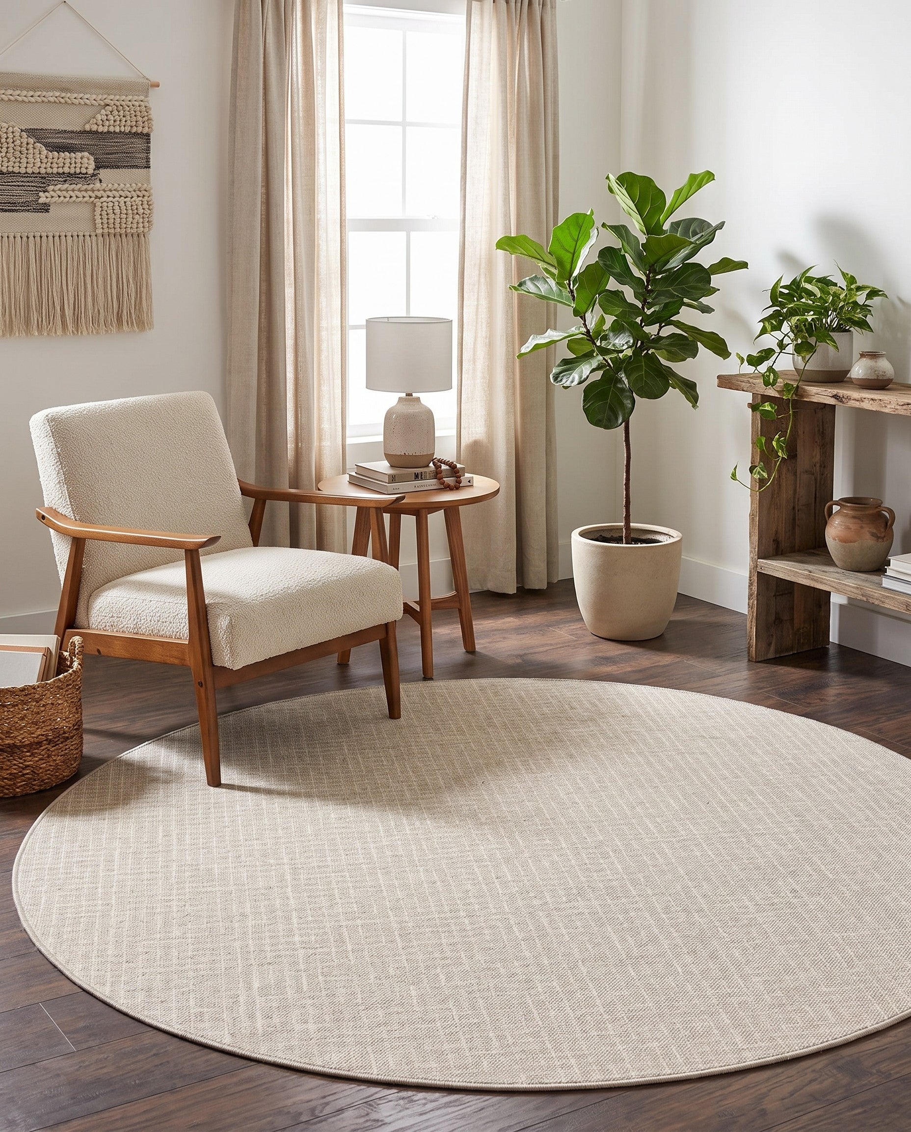 6' x 6' Easy-Clean Checkered Indoor / Outdoor Round Rug