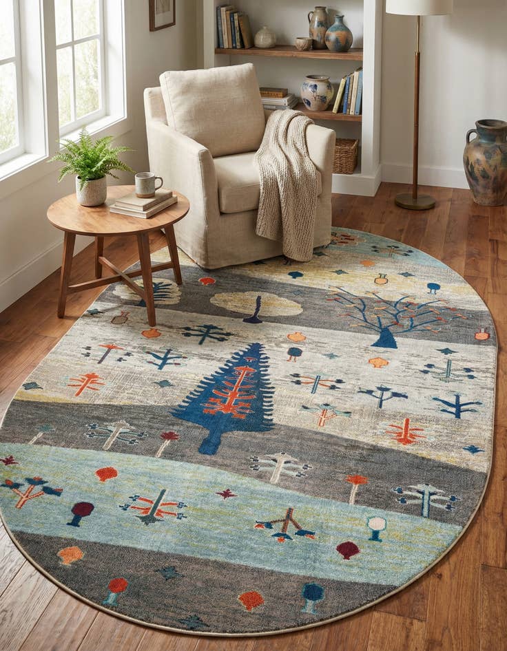 Detail image of 7' 10 x 10' Washable Vivid Oval Rug