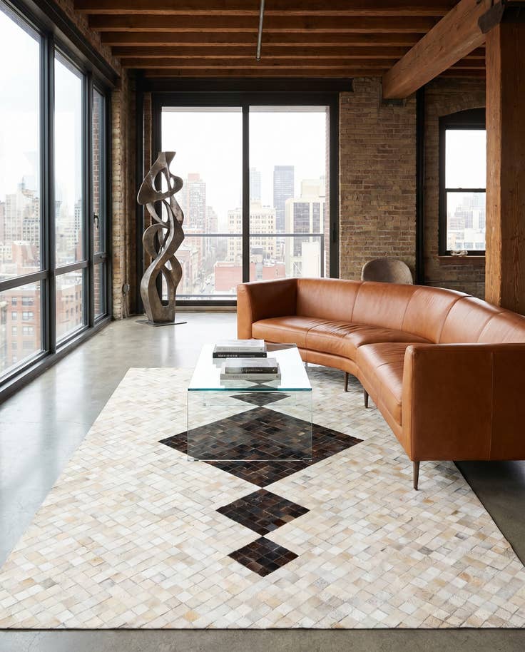Detail image of 5' x 7' 11 Cowhide Stocks Rug