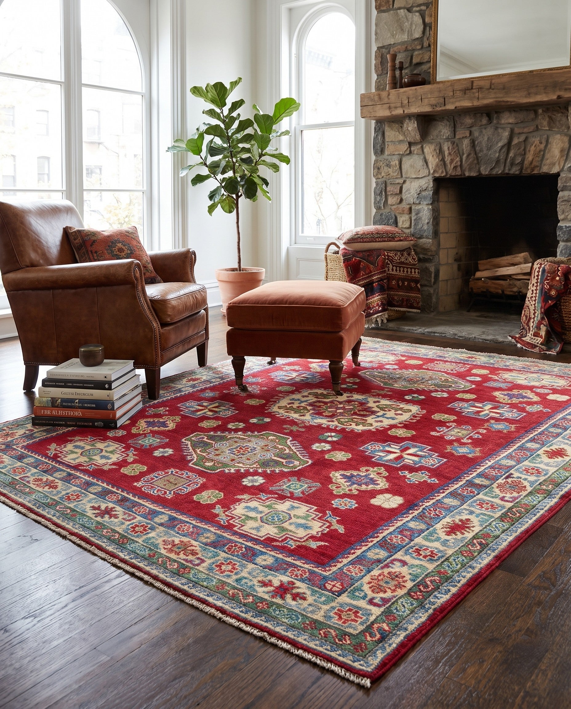 Detail image 3 of 10: 4' 11 x 6' 11 Hand Knotted Kazak Rug