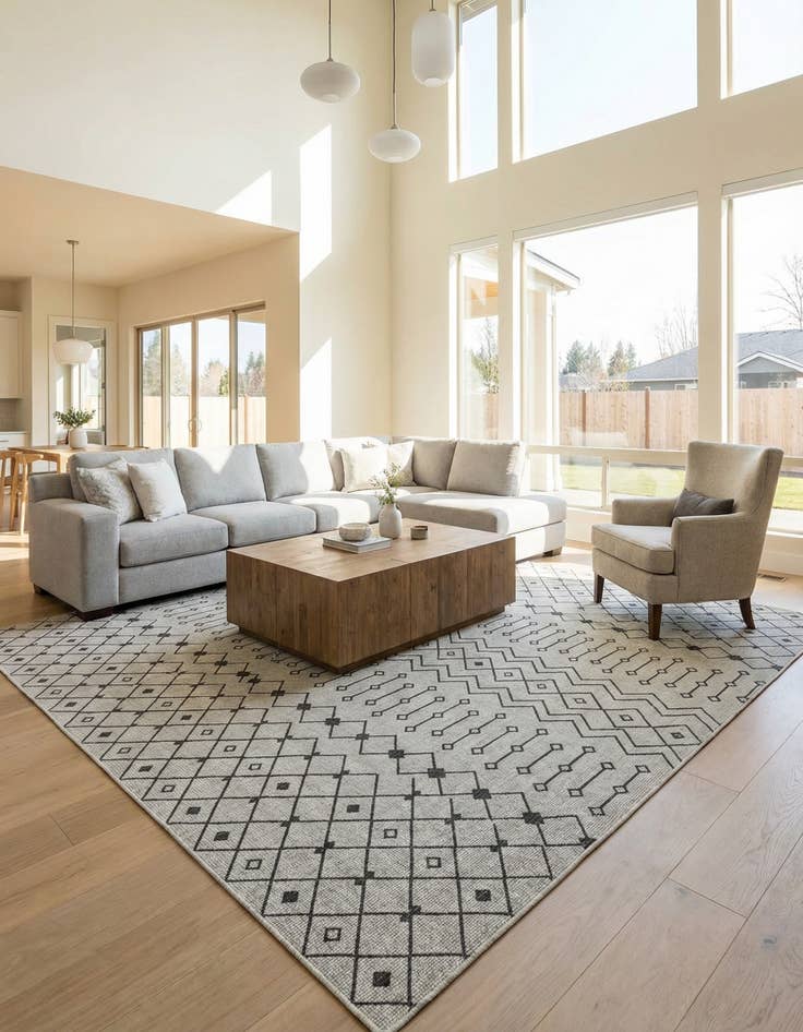 Detail image of 13' x 13' Washable Lattice Indoor / Outdoor Square Rug