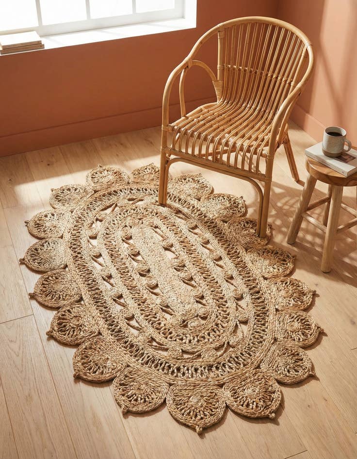 Detail image of 3' 1 x 5' 1  Hand Braided Jute Oval Rug