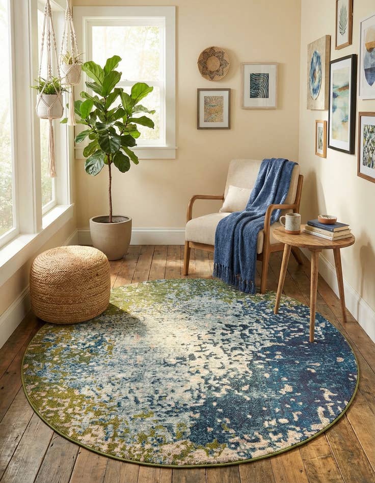 Detail image of 6' x 6' Washable Hyacinth Round Rug