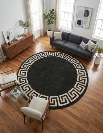 Charcoal Hera Round Rug