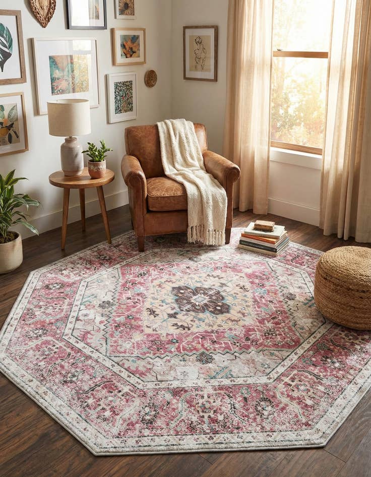 Detail image of 7' 10 x 7' 10  Washable Yara Octagon Rug