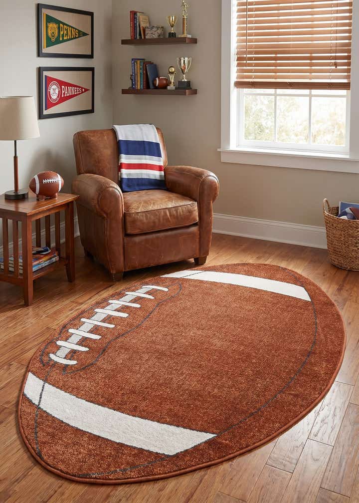 3' 3 x 5' 3 Sports Washable Oval Rug