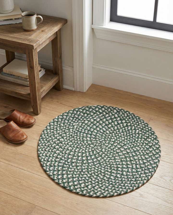 2' x 2' Handmade Tweed Braided Jute Round Rug
