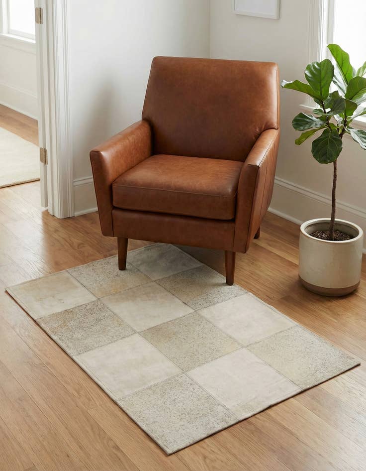 Detail image of 2' 1 x 3' 1 Cowhide Leather Rug