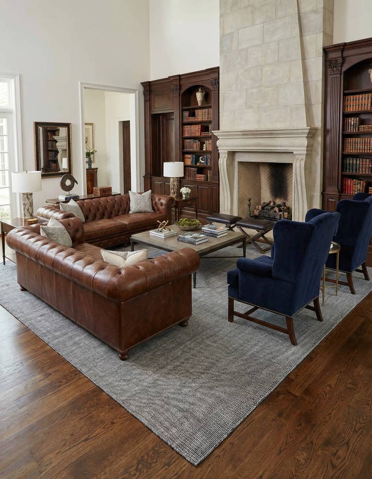 Detail image of 12' x 12'  Hand Woven Jill Zarin English Manor Wool Square Rug