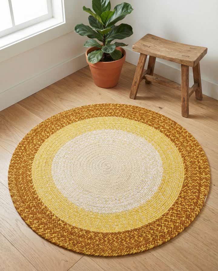 3' 1 x 3' 1 Handmade Hand Braided Wool Round Rug