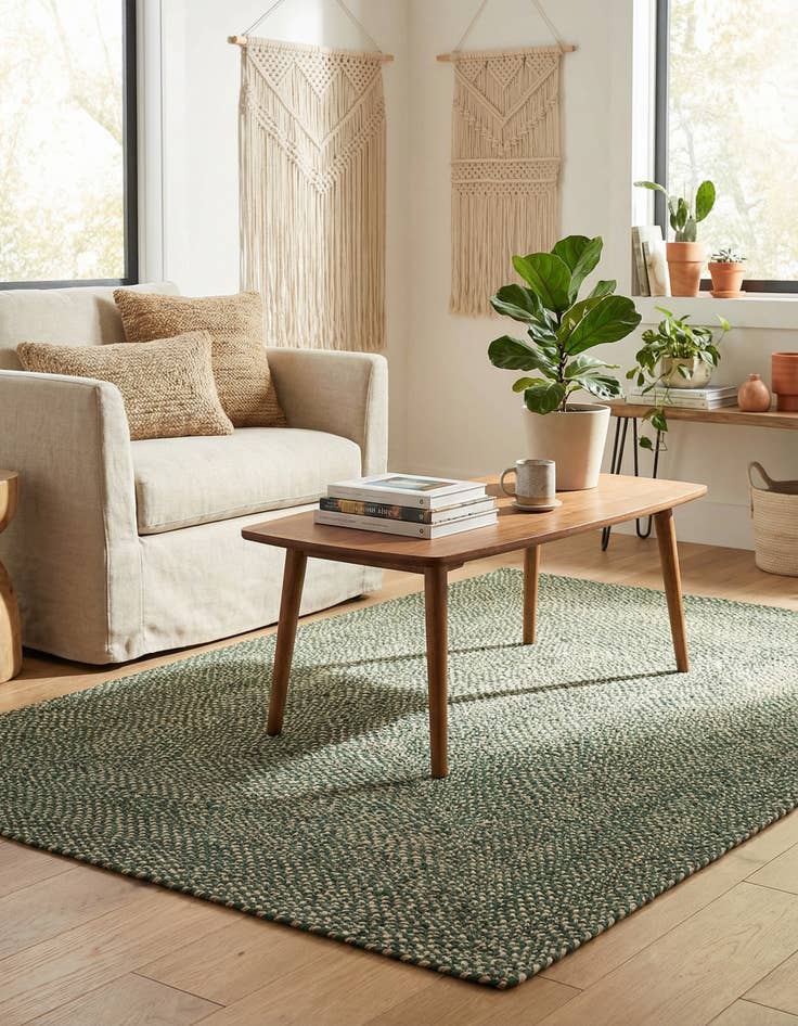 Detail image of 6' 1 x 9' Handmade Tweed Braided Jute Rug