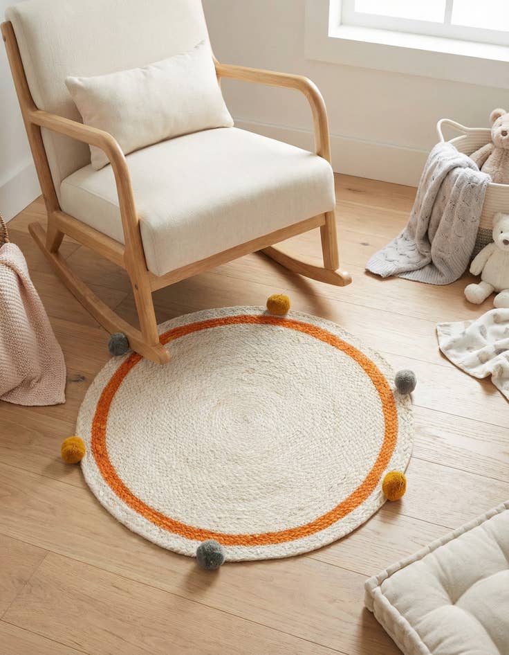 Detail image of 2' x 2' Hand Braided Kids Braided Jute Round Rug