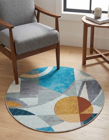 3' 3 x 3' 3 Easy-Clean Modern Indoor / Outdoor Round Rug