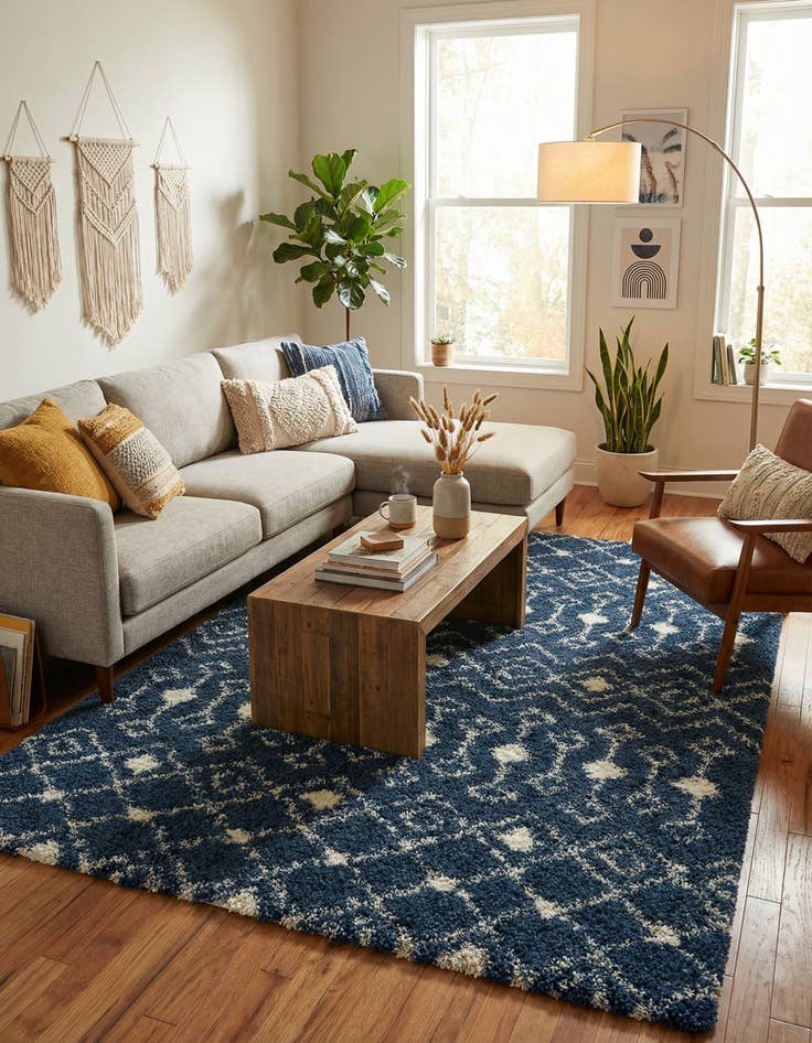 Detail image of 7' x 10' Moroccan Trellis Shag Rug